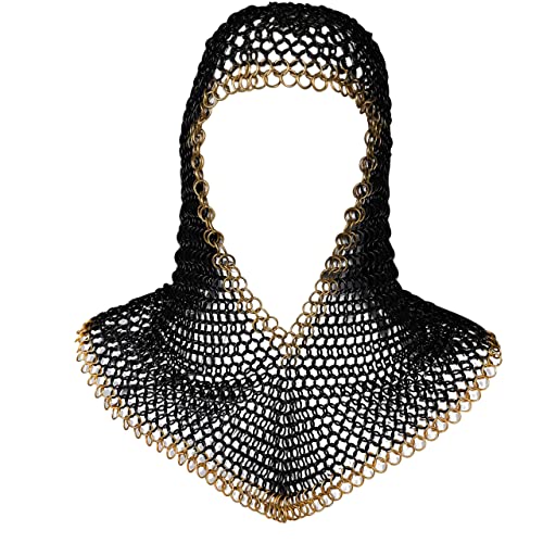 Mythrojan Chainmail Coif Medieval Knight Renaissance Armor Chain Mail Hood Viking LARP 16 Gauge