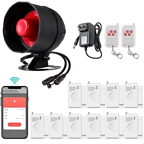 TOWODE Home Security System Wi-Fi (2.4 GHz) Door Alarm System with APP Alert DIY Kit, Weatherproof Siren 120 dB Home Alarm System for House Office Apartment Business Factory Security Alarm