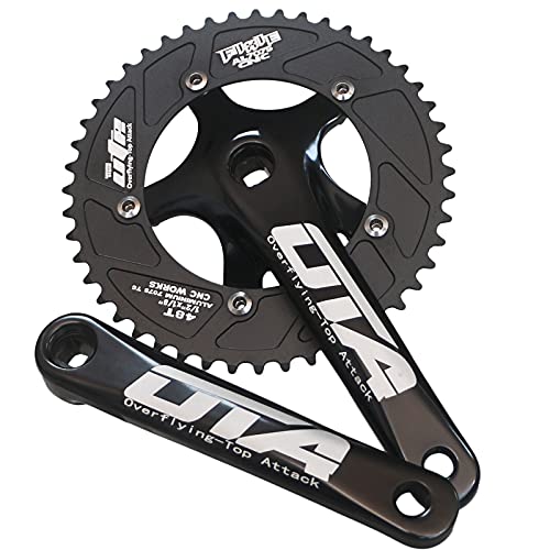 GANOPPER Single Speed Crankset 48T Fixed Gear Bike Crank Arm Set 130 BCD 170mm Fixie Bike Parts (Black)