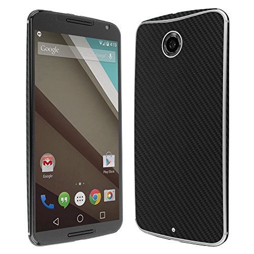 Skinomi Black Carbon Fiber Full Body Skin Compatible with Google Nexus 6 (Motorola Nexus 6)(Full Coverage) TechSkin with Anti-Bubble Clear Film Screen Protector