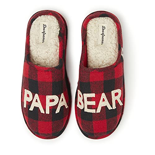 Dearfoams mens Matching Family Collection Papa Bear Slipper, Buffalo Plaid, X-Large US