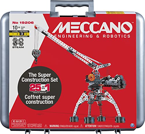 Meccano, Super Construction 25-in-1 Motorized Building Set, STEAM Education Toy, 638 Parts, for Ages 10+