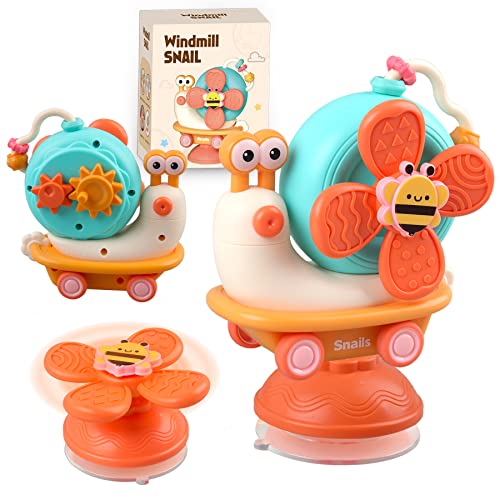 Baby Suction Cup Spinner Toys - Toddler Sensory Montessori Educational Fine Motor Skills Toys Learning Activities - Gifts for 6 9 12 18 Month Age 1 2 3 One Two Year Old Boys Girls Infant Bath Toys