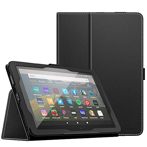 MoKo Case Fits Amazon Kindle Fire HD 8 & 8 Plus Tablet (12th Generation/10th Generation, 2022/2020 Release) 8', Slim Folding Stand Cover with Auto Wake/Sleep, Black