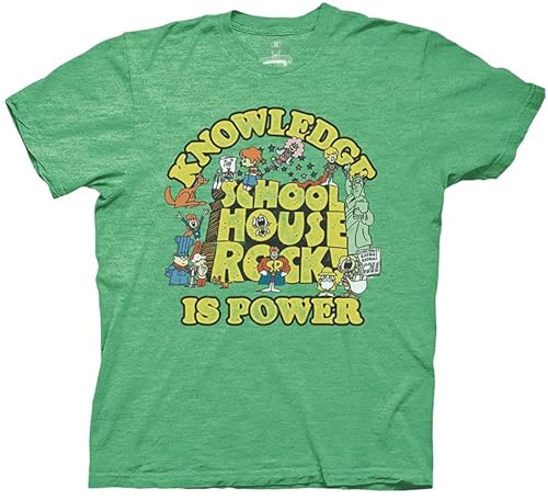 Ripple Junction Schoolhouse Rock Men's Short Sleeve T-Shirt Knowledge is Power Classic Retro Vintage Nostalgia 2XL HEA. Kelly