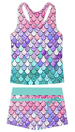 UNIFACO Girls Swimsuits Size 6 Tankini Boyshort Kids Bathing Suits Girls Quick Dry Swimwear with Short