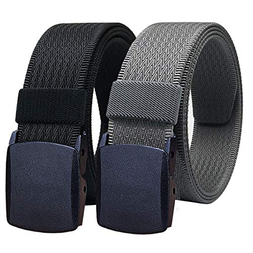 WYuZe Mens Nylon Web Belt No Metal Nickel-Free Military Tactical Hiking Belt