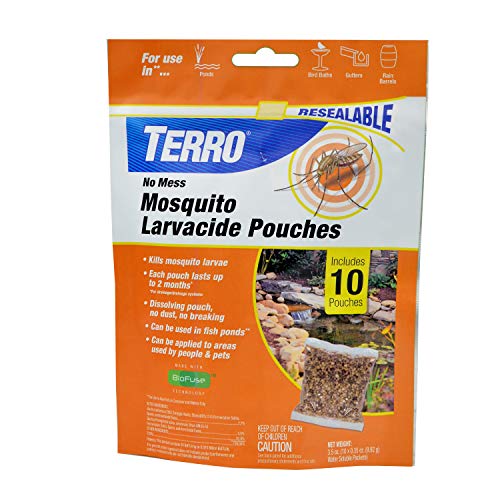 TERRO T1210 No Mess Mosquito Larvacide Pouches - 10 Pouches Included