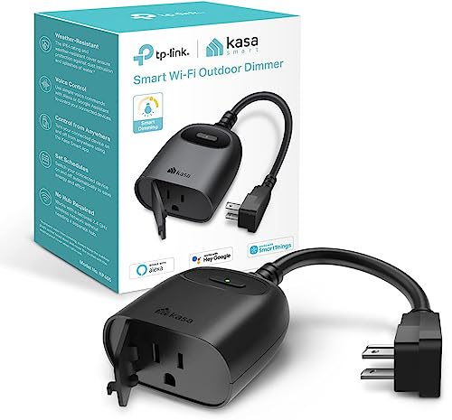 Kasa Outdoor Smart Dimmer Plug, IP64 Plug- in Dimmer for Outdoor String Lights, Compatible with Alexa, Google Assistant & SmartThings, Long Wi-Fi Range 2.4Ghz, No Hub Required, ETL Certified(KP405)