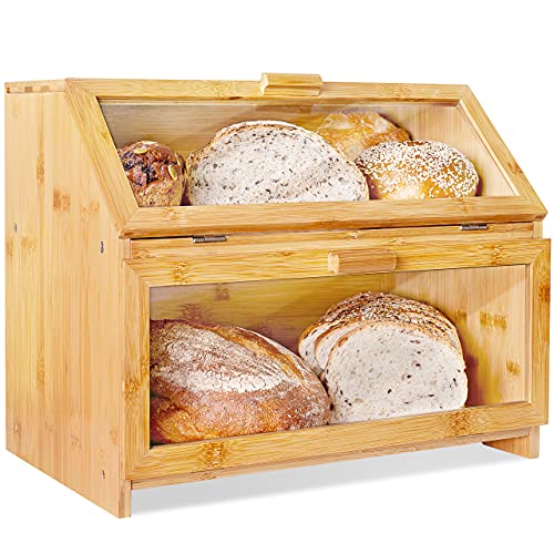 Laura's Green Kitchen Bread Box - Bread Storage For Homemade Bread | Bread Container, Breadbox, Large Bread Box, Wood Bread Box for Kitchen Counter (Self-Assembly)
