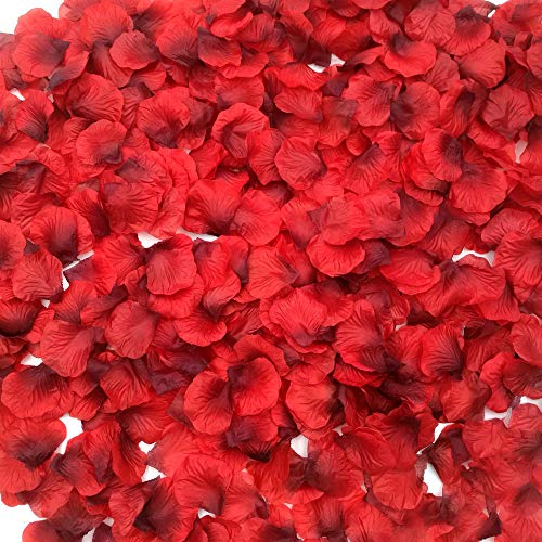 CODE FLORIST 2200 PCS Dark-Red Silk Rose Petals for Valentine's Day,Romantic Night,Wedding,Proposal Anniversary Flower Decorations