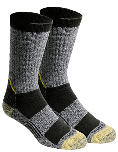 Dickies mens Kevlar Reinforced Steel Toe Crew Casual Sock, Black (2 Pairs), Shoe Size 12-15 US
