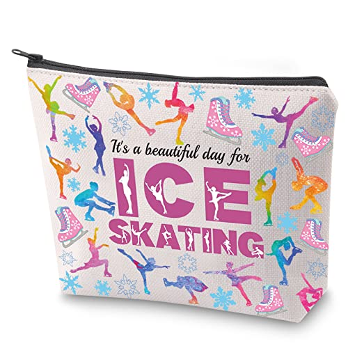 ZJXHPO Skater Survival Kit Ice Skating Lover Gift It's A Beautiful Day For Ice Skating Makeup Bag Skating Team Toiletry Bag Figure Skating Gift (Ice Skating)