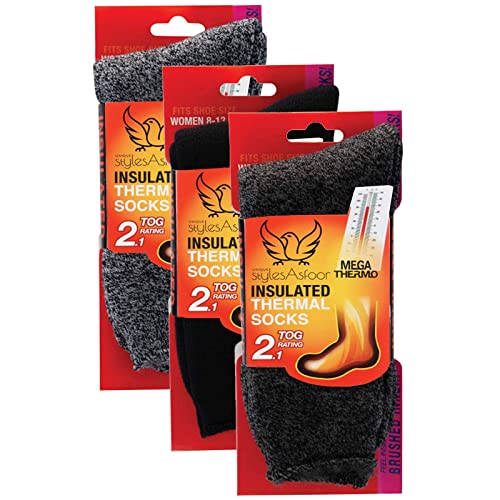 UNIQUE STYLES ASFOOR - Thermal Socks for Women, Moisture-Wicking Winter Socks for Women, Women Hiking Socks & Ski Sock, 3 Pairs of Warm Socks for Women