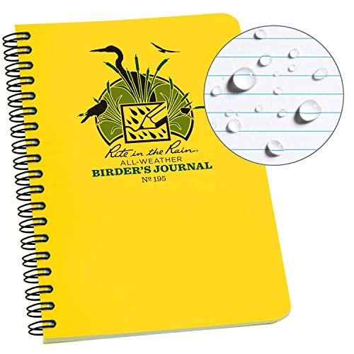 Rite in the Rain All Weather Spiral Notebook, 4 5/8' x 7', Yellow Cover, Birders Journal (No. 195)