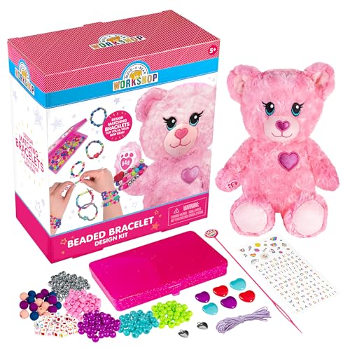 Fashion Angels Build-A-Bear Beaded Bracelet Design Kit - Design BFF Bracelets for Girls with Your Stuffed Bear - Beading Tool for Bracelet Making - Heart Beads for Jewerly - Ages 5 and up