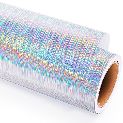 Holographic Starlight Brushed Silver Permanent Vinyl 12 Inch X 6 Feet for Cricut, Silhouette & Cameo,Christmas Vinyl