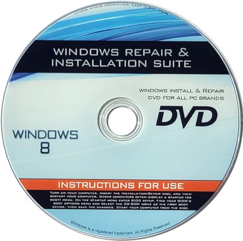Recovery, Repair & Re-install disc compatible with Win 8 32/64 bit