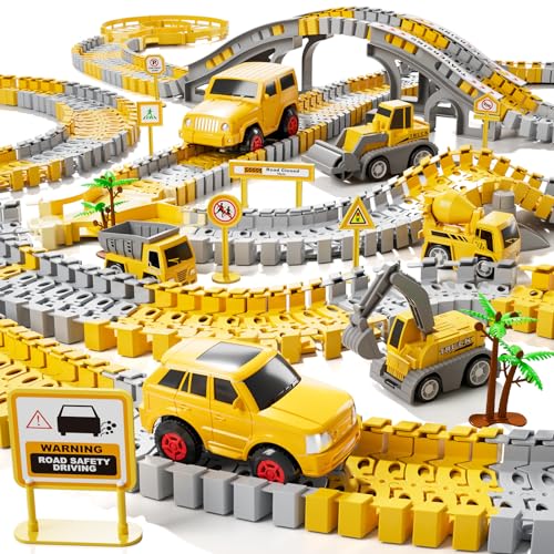 iHaHa Toddler Boy Toys 236 PCS Race Tracks Toys Gifts for 3 4 5 Year Old Boys Kids, 3 4 5 6 Year Old Boys Toys, Construction Toys for Boys Age 3-5 4-6 5-7