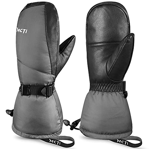 MCTi Ski Mittens Down Mittens Winter Cold Weather Waterproof Touch Screen Mitt for Men