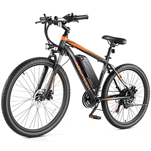 ANCHEER Sunshine Electric Bike for Adults Electric Mountain Bike 500W 26'' Commuter Ebike, 50 Miles 20MPH Electric Bicycle with 48V/374Wh Battery, LCD-Display, 21 Speed, Lockable Suspension Fork