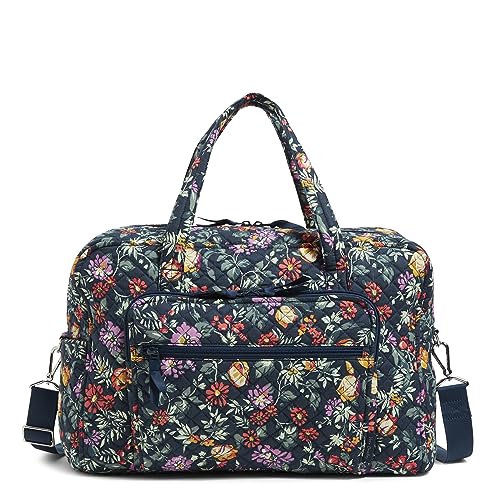 Vera Bradley Women's Cotton Weekender Travel Bag, Fresh-Cut Floral Green, One Size