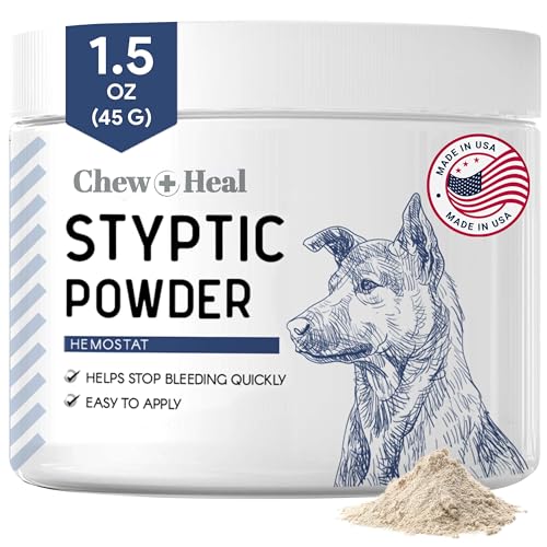 Chew + Heal Labs Styptic Powder for Dogs, Cats, and Other Animals - 1.5 oz - Quick Stop Bleeding Powder for Clipping Nails, and Other Minor Cuts - Blood Stop Powder