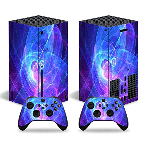 Whole Body Protective Vinyl Skin Decal Cover for Microsoft Xbox Series X Console, Purple Lines Xbox Series X Skins Wrap Sticker with Two Free Wireless Controller Decals