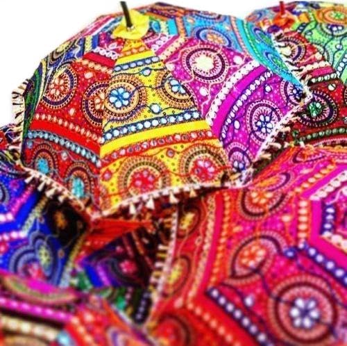 Real Online Seller Marudharafashion Indian Handmade Designer Cotton Fashion Multi Colored Umbrella Embroidery Boho Umbrellas Parasol 10 Pcs Lot