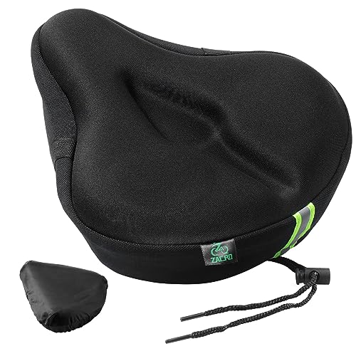 Zacro Wide Bike Seat Cushion, Gel Padded Large Bike Seat Cover for Men Women Comfort, Extra Soft Padding Bicycle Saddle Fit for Peloton, Spin Stationary Exercise, Mountain Road Cycling Bike