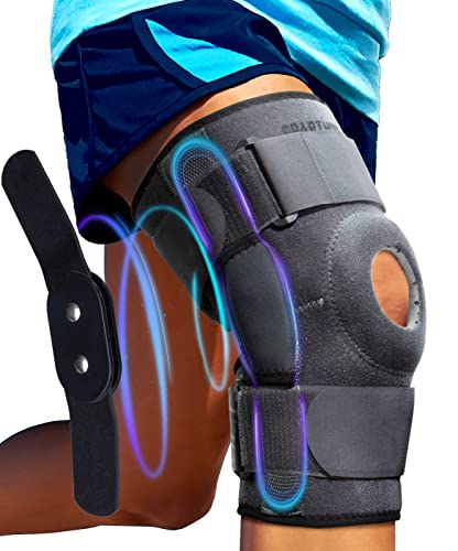Sparthos Hinged Knee Brace - Relieves ACL, MCL, Meniscus Tear, Arthritis, Tendon Pain - Open Patella Design with Dual Metal Side Stabilizers - Support for Running, For Men and Women (Large)