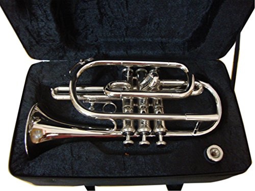 OSWAL Bb Flat Silver Nickel Cornet With Free Hard Case Mouthpiece