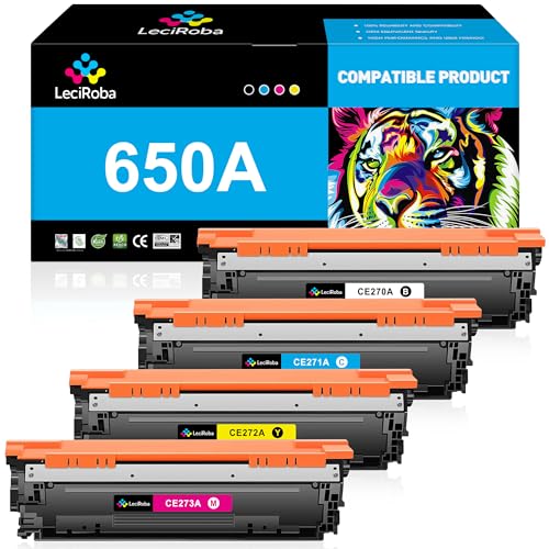 LeciRoba 650A CE270A CE271A CE272A CE273A Toner Cartridge Replacement for HP Laserjet Enterprise CP5525 CP5525 CP5525dn CP5525n CP5525xh M750 M750dn M750n M750xh Printer (4-Pack)