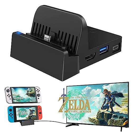 WEGWANG TV Docking Station for Nintendo Switch, Switch OLED, Portable TV Switch Dock Station Replacement for Official Nintendo Switch with HDMI and USB 3.0 Port