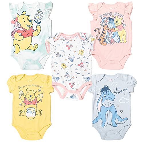 Disney Tigger Winnie the Pooh Eeyore Infant Baby Girls 5 Pack Cuddly Bodysuits Multi 3-6 Months