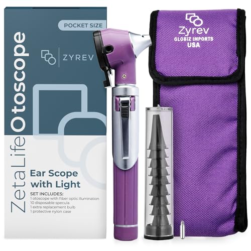Zyrev ZetaLife Otoscope - Ear Scope with Light, Ear Infection Detector, Pocket Size (Purple Color)