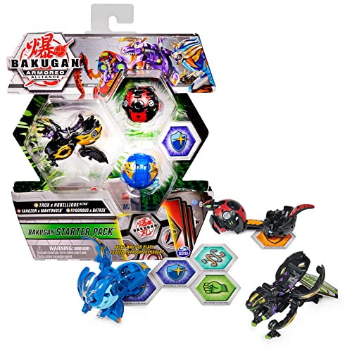 Bakugan Starter Pack 3-Pack, Fused Trox x Nobilious Ultra, Armored Alliance Collectible Action Figures