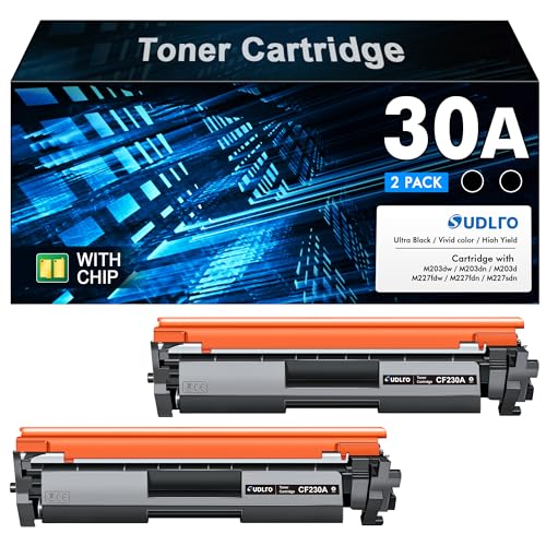 30A Black Toner Cartridge CF230A - Replacement for HP 30A CF230A 30X CF230X Compatible with Pro MFP M227fdw M203dw M227fdn M203dn M227sdn M203d M227 M203 Series Printer (2 Black)