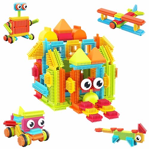 PicassoTiles 120pcs Hedgehog Interlocking Building Blocks Tiles Construction Toy Set Learning Playset STEAM Development Preschool Kindergarten Toy for Kids Age3+ PTB120