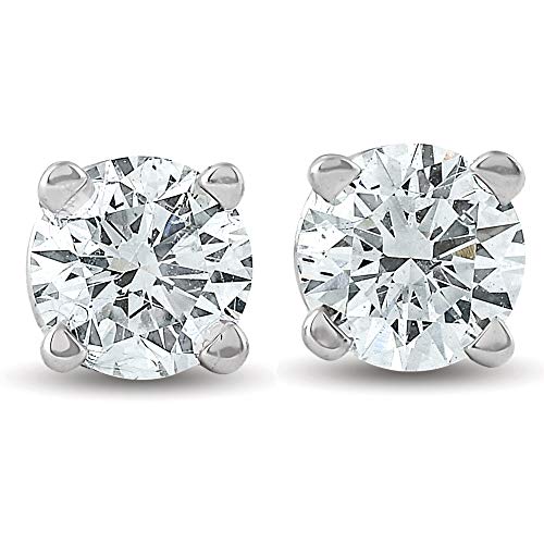 Certified 1/2Ct Natural Diamond Studs Round Brilliant Cut Women's Earrings in 14K Gold Setting