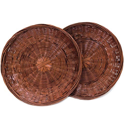 CTRL A TAB High Level Classic 10in Hand Weave Bamboo Paper Plate Holder Set of 2 for Picnic Home Party Daily Dinning And Wall Decorate