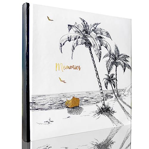 Holoary Photo Album 4x6 160 Photos Two Pictures Per Page, Memo Writing Area for Each Pocket, 160 Pockets 4”x6”, Printed Book Cover Travel Design Natural Beach Vacation Honeymoon Memories