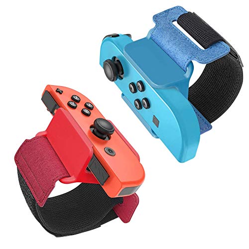 FANPL Upgrade Wrist Bands Compatible with Just Dance 2024/2023/2022/2021, Adjustable Elastic Strap for Switch & OLED Model JoyCon Controller, Fit for Adults and Children,2 Pack (Blue and Red)