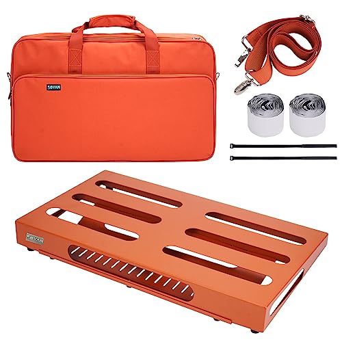 SOYAN 22' x 12.5' Guitar Pedal Board with Power Supply Cradle, Carrying Bag Included, Inspiring Orange (L-22P)