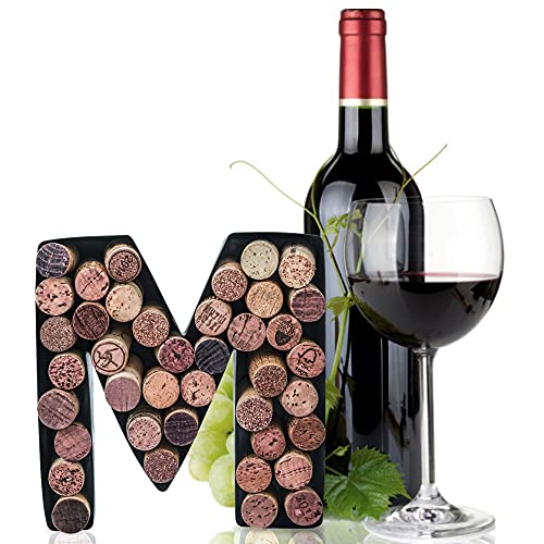 Made Easy Kit Metal Letter Wine Cork Keepsake Saver & Holder Monogram w/Free Wall Mount Kit A-Z (Letter M, Small)