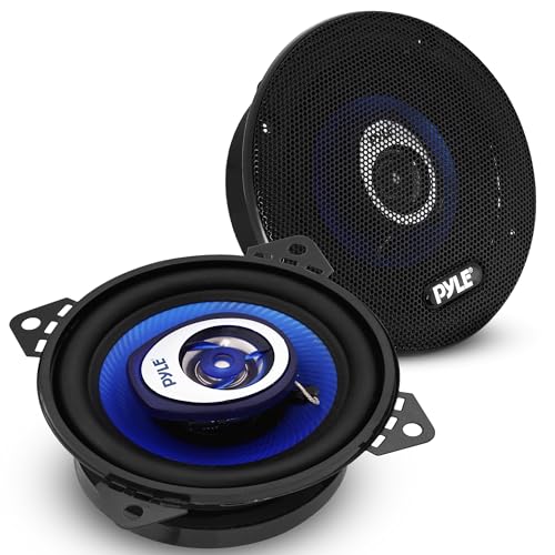 Pyle 4' Car Sound Speaker (Pair) - Upgraded Blue Poly Injection Cone 2-Way 180 Watt Peak w/ Non-fatiguing Butyl Rubber Surround 110 - 20Khz Frequency Response 4 Ohm & 3/4' ASV Voice Coil - PL42BL