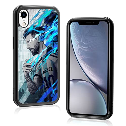 Cool Soccer Phone Case, Creative Football iPhone Xr Case, Non-Slip Pattern Design and Shock Absorption, Soft Silica Gel Frame Support Black Phone Case for Teen Girls and Boys, Women and Men