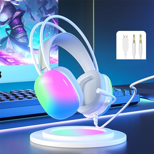 Premium 7.1 Surround Sound Wired Gaming Headset with Captivating RGB Lighting USB Interface and Detachable Microphone, Gaming Headphones with Mic for Enhanced Pc Gaming Experience