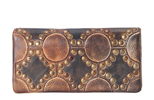 Rimen & Co. Genuine Leather Vintage Studded Pattern Design Bifold Wallet 8200