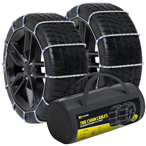 Tire Chain Cables For Snow & Ice, Fits Passenger Cars & Some SUVs, Constructed to Provide Maximum Traction & Grip - Set of 2 (X-Small)